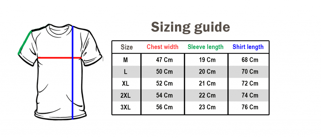 t shirt size chart