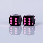 Precision dice calibrated Black with Black- Pink dots