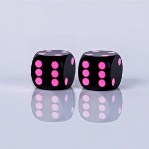 Precision dice calibrated Black with Black- Pink dots