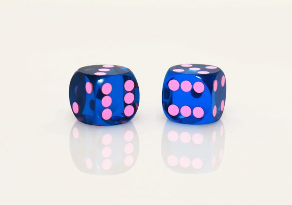 Dark blue with pink dots