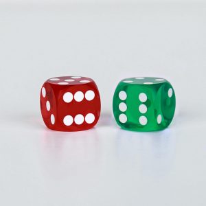 Precision dice calibrated White Red and green