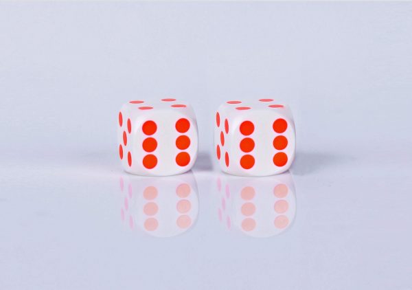 Precision dice calibrated Black with white - Orange dots