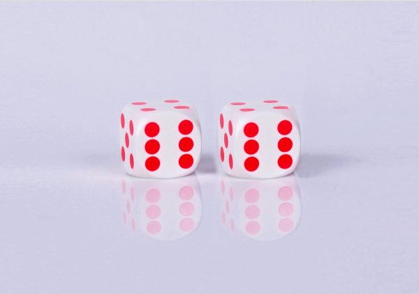 Precision dice calibrated White White - red dots