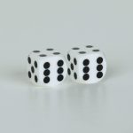 Precision dice calibrated White with black dots – opaque
