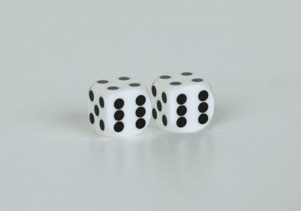 Precision dice calibrated White with black dots - opaque