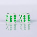 Precision dice calibrated Black with white with green dots