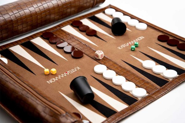 Roll-Up Backgammon Travel Game Set Brown