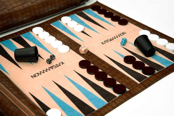Roll-Up Backgammon Travel Game Set Brown And Blue
