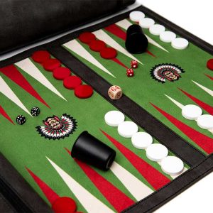 Roll-Up Backgammon Travel Game Set Gray Indian