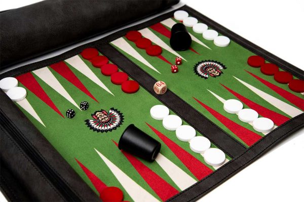 Roll-Up Backgammon Travel Game Set Gray Indian