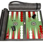 Roll-Up Backgammon Travel Game Set Gray Indian